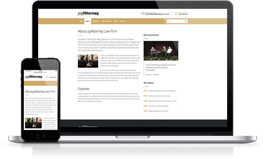 Mockup pyAttorney Legal Website About Us