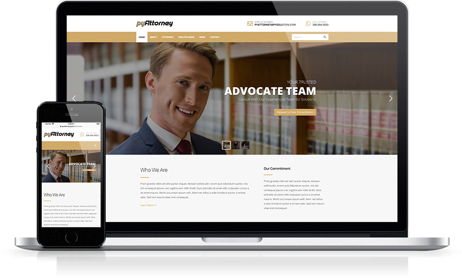 Mockup pyAttorney Legal Website Home Page