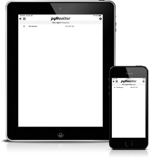 Mockup pyRealtor Mobile Application Request Admin
