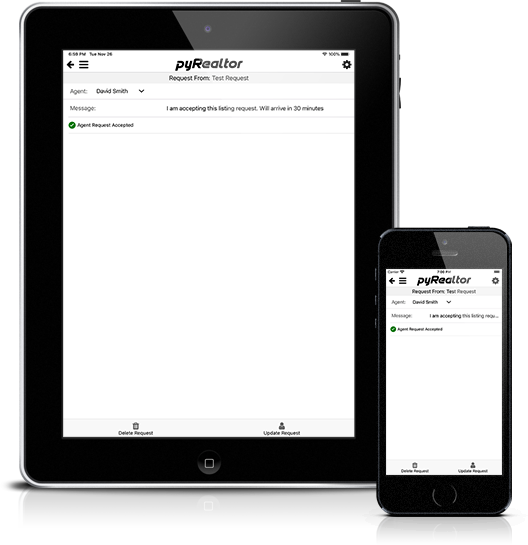 Mockup pyRealtor Mobile Application Request Update