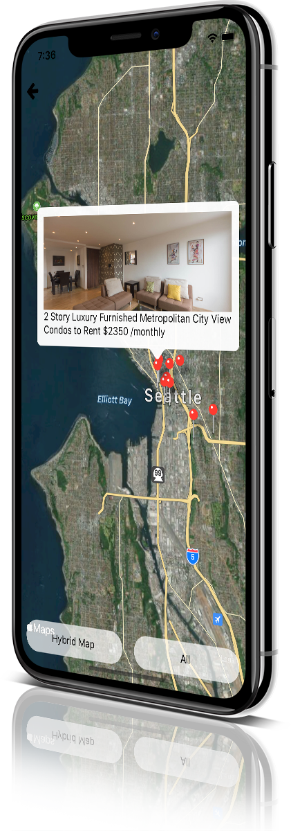 iPhone X Mockup pyRealtor Mobile Application Property Map View